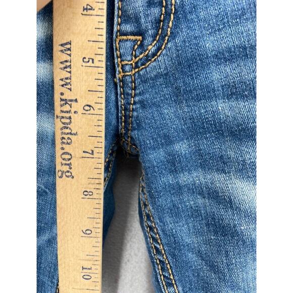 Bebock for Express Jeans Womens Sz 2 Boot Cut Denim Distressed Whiskers - Picture 5 of 13